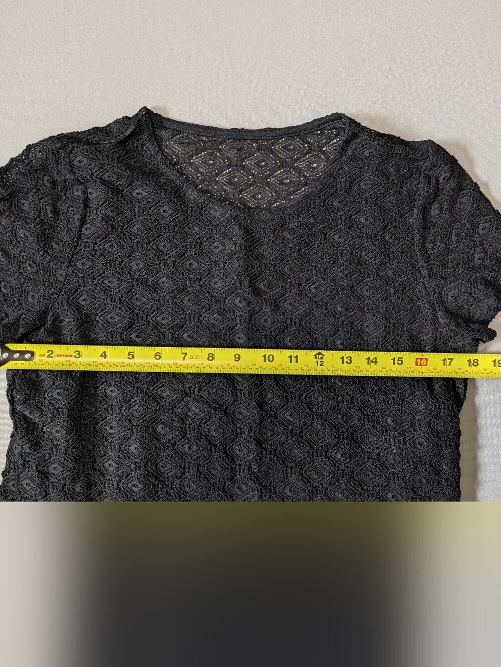 Ralph Lauren Black Lace Short-Sleeve Knit Crew Tee Size Large L Relaxed Elevated - Picture 7 of 7